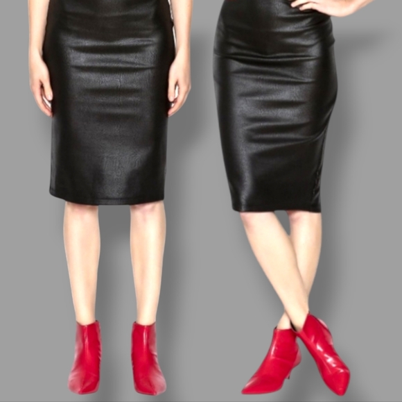 🛑BOGO 🆕Classic Vegan Leather Midi Skirt - Picture 12 of 12